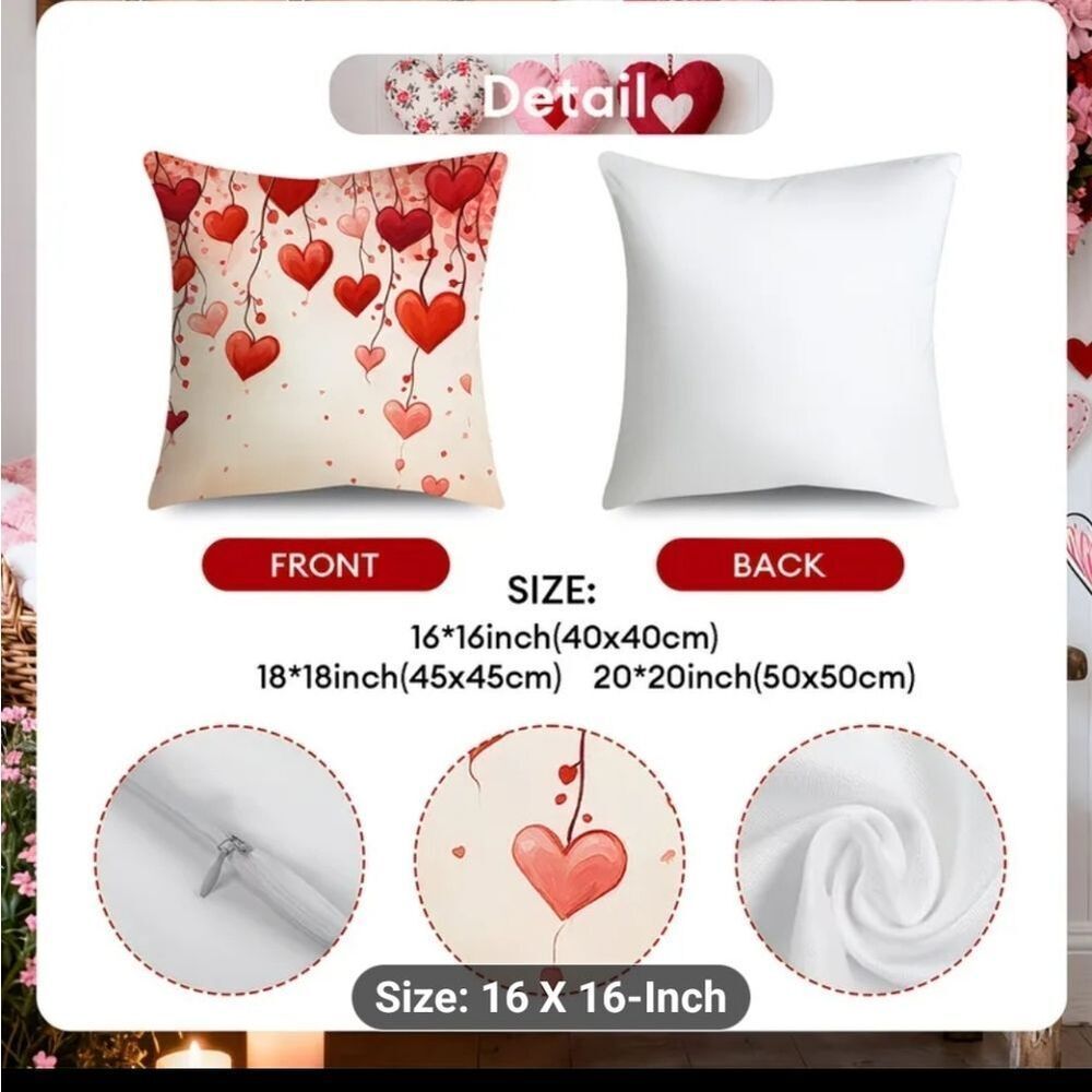 Romantic Heart Pattern Pillow Covers - Picture 2 of 4